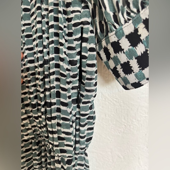 Proenza Schouler Silk Long Ruffle Raw Edge Hem Mock Neck A Line Maxi Dress - Picture 10 of 17